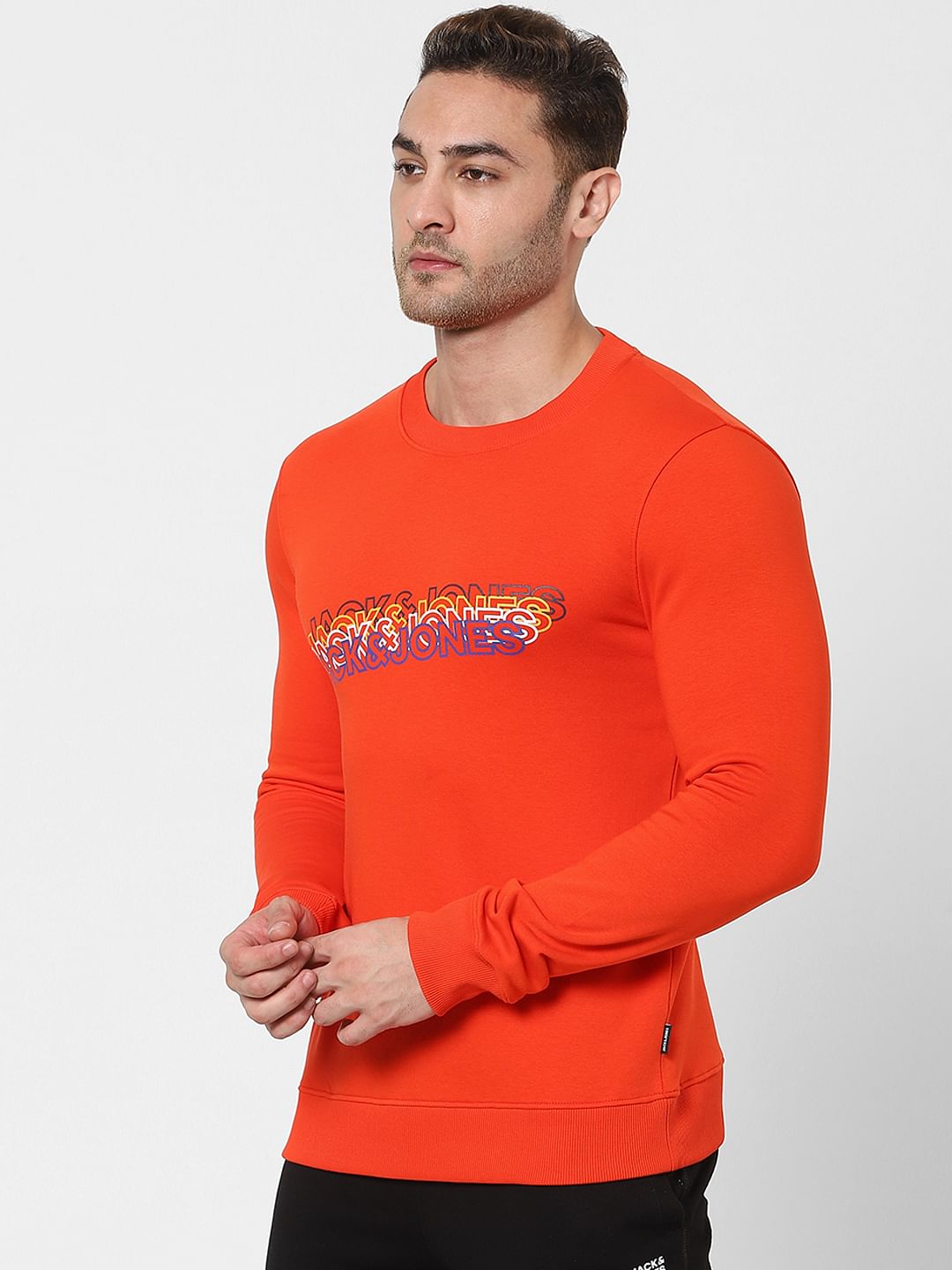 Orange Logo Print Sweatshirt