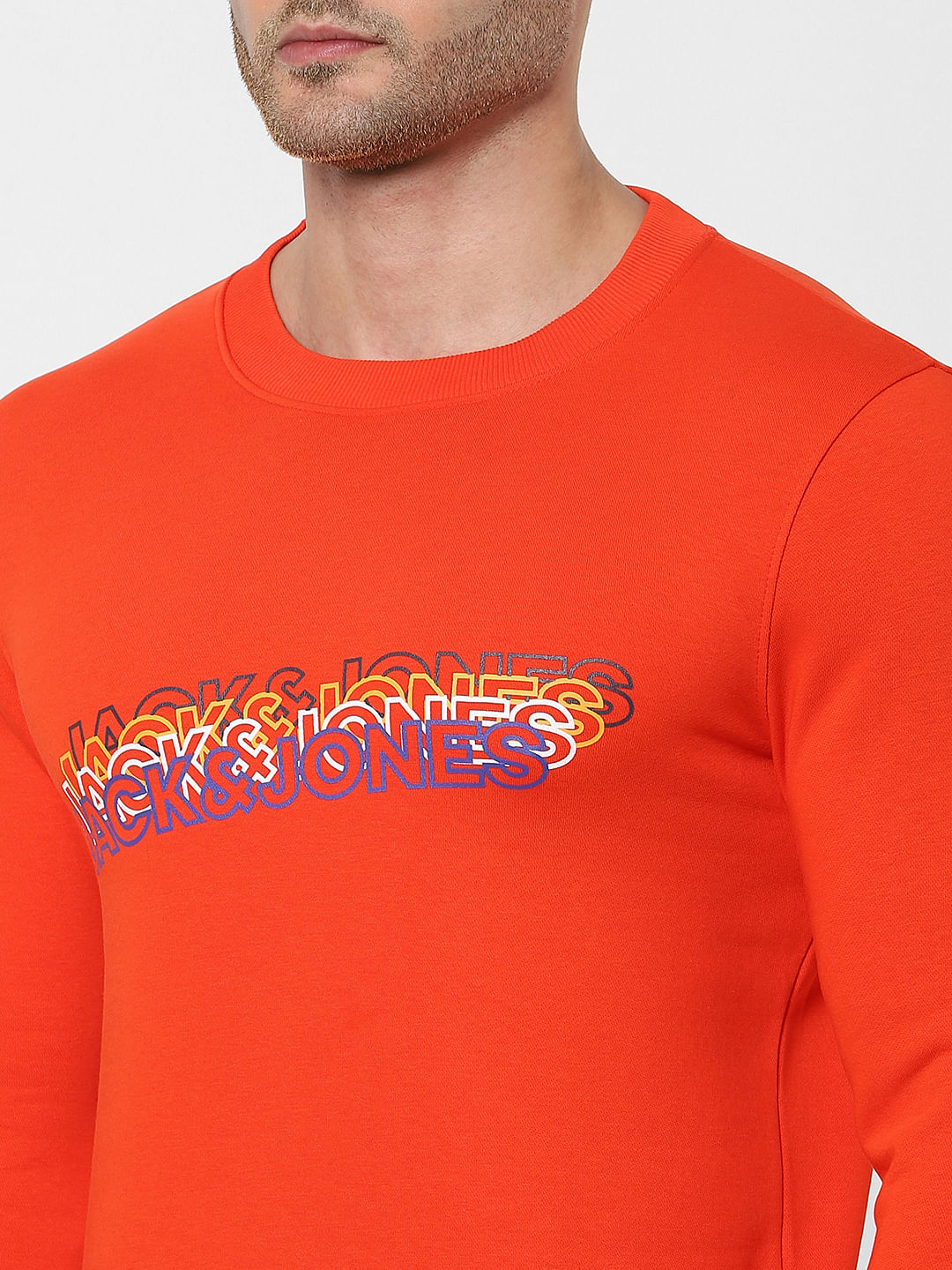Orange Logo Print Sweatshirt