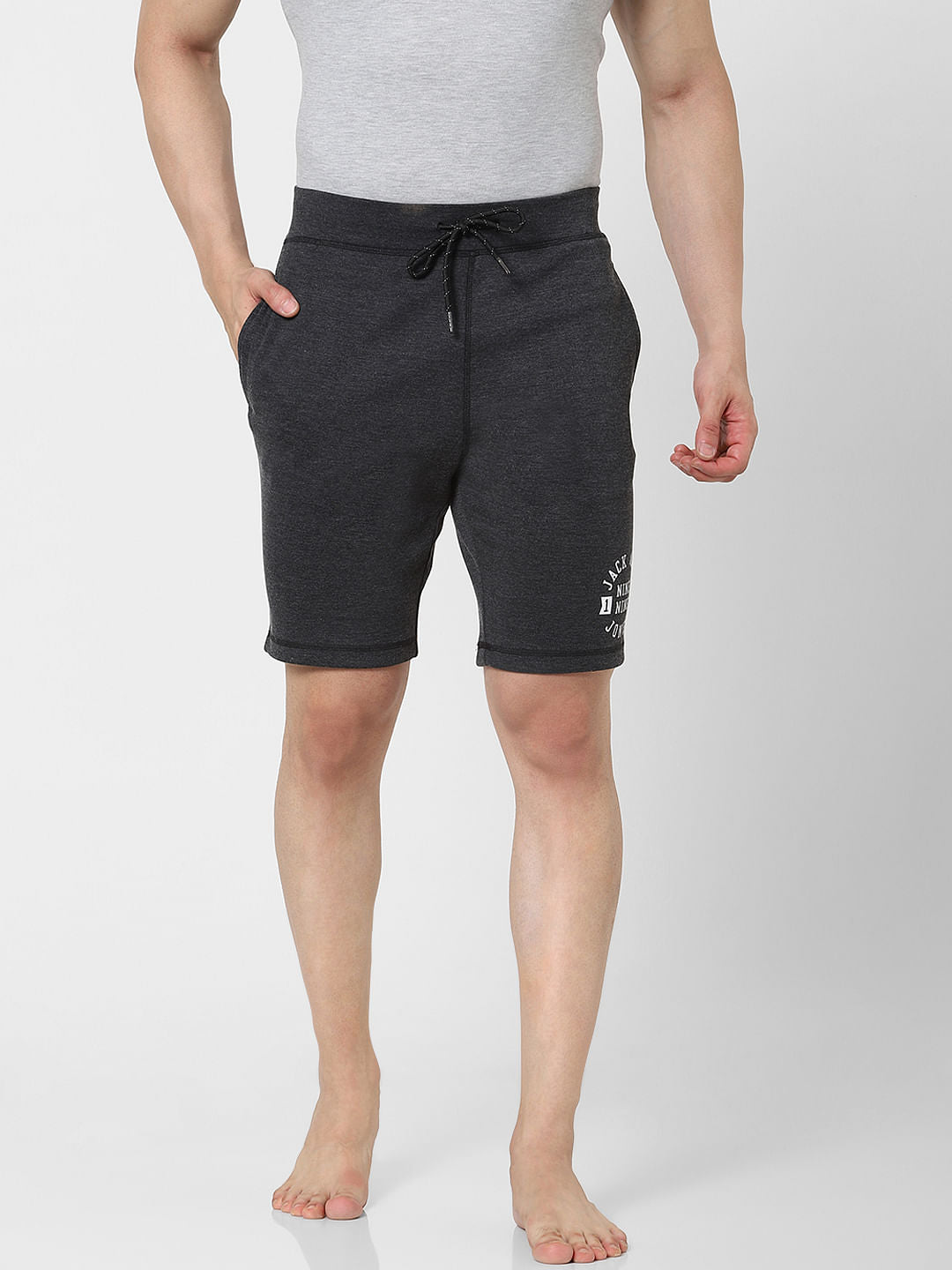Black Mid Rise Logo Print Sweatshorts