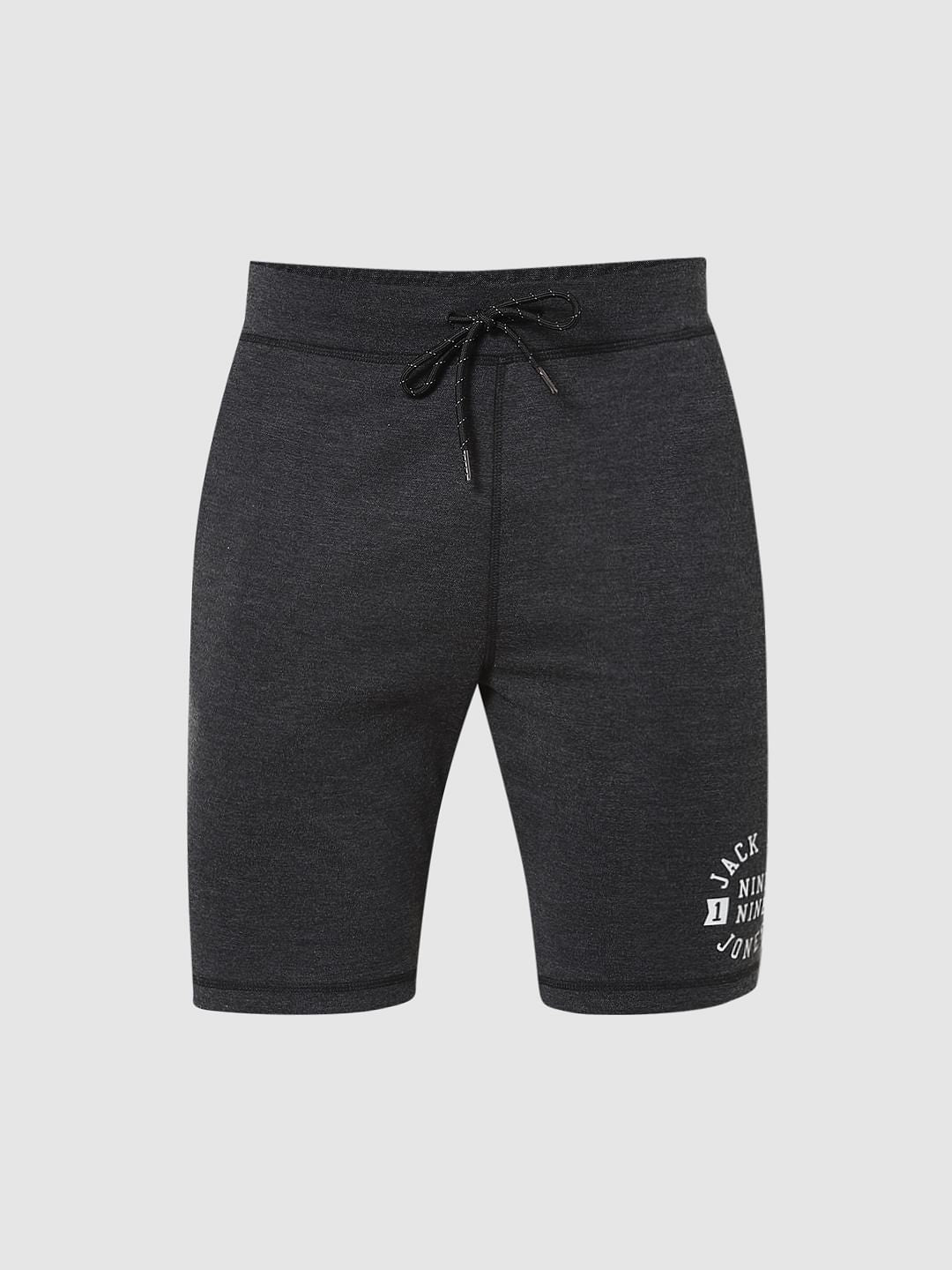 Black Mid Rise Logo Print Sweatshorts