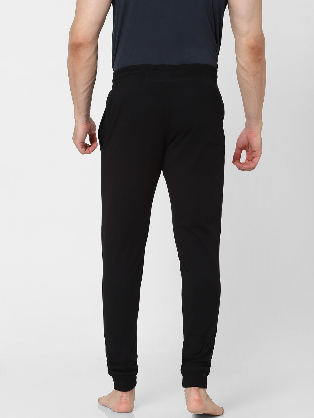 Black Mid Rise Logo Print Trackpants