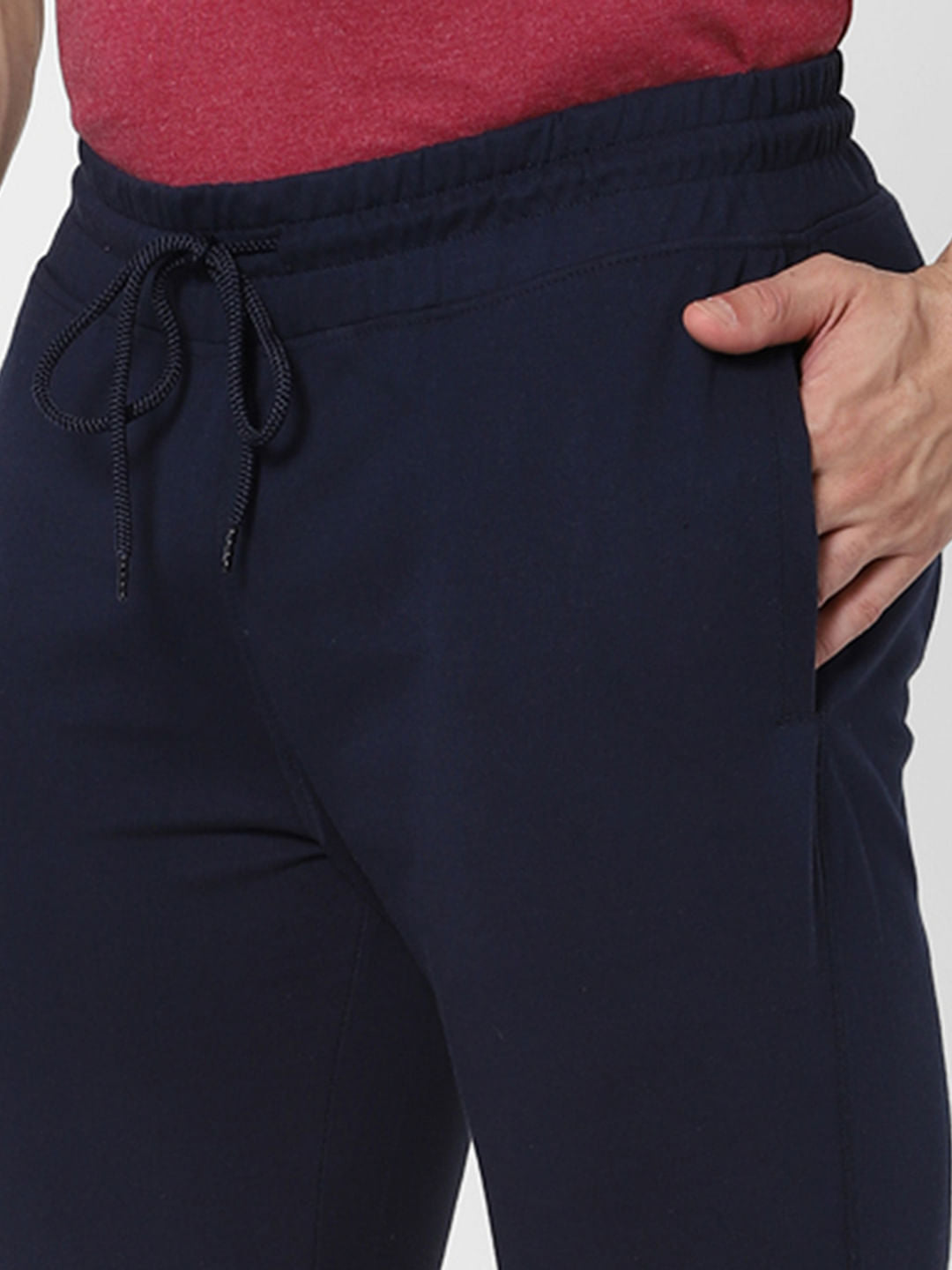 Blue Mid Rise Logo Print Trackpants