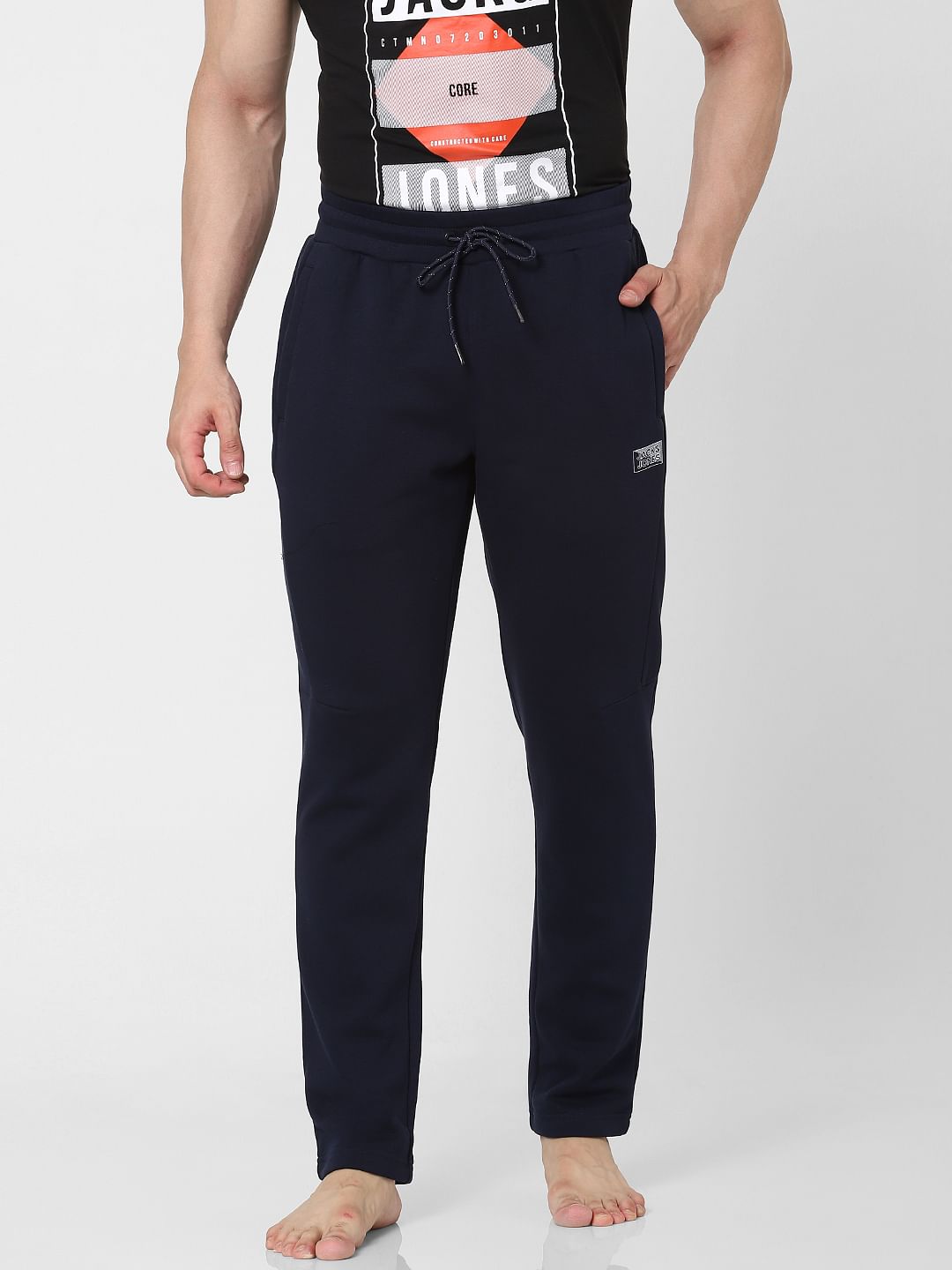 Navy Blue Mid Rise Trackpants