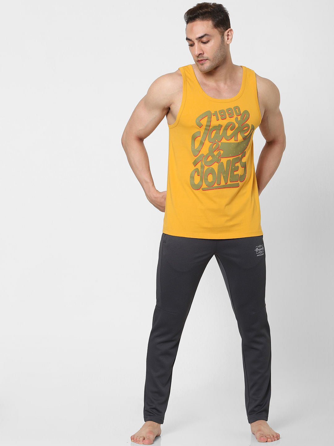 Grey Mid Rise Textured Trackpants - S