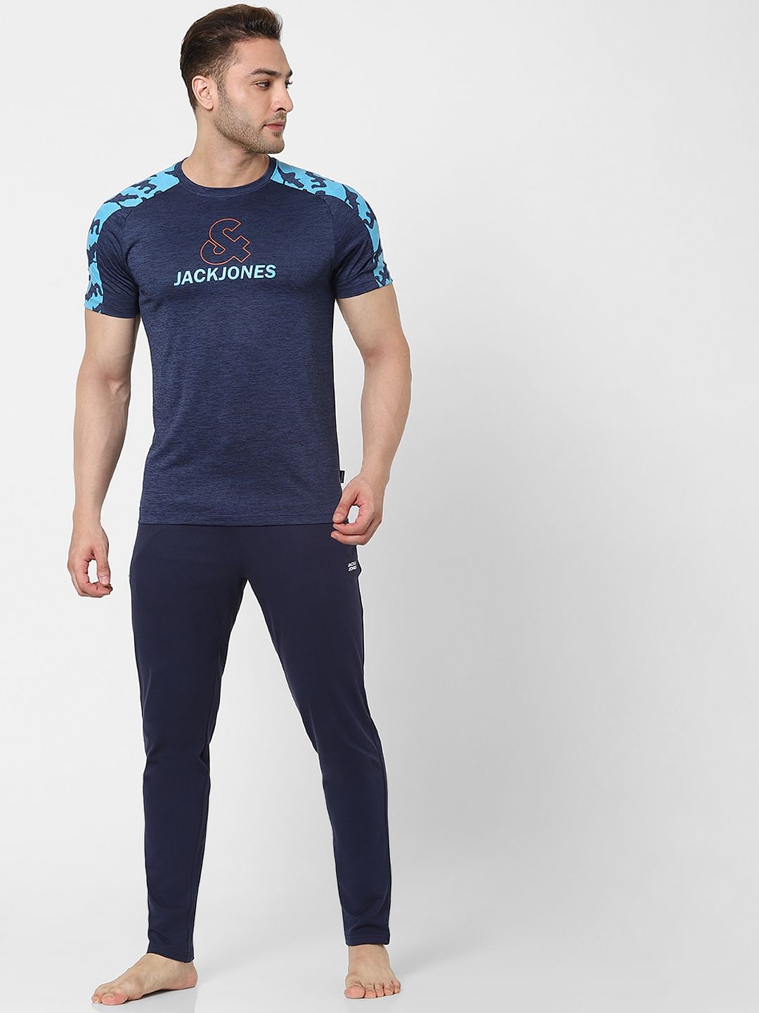 Blue Mid Rise Trackpants