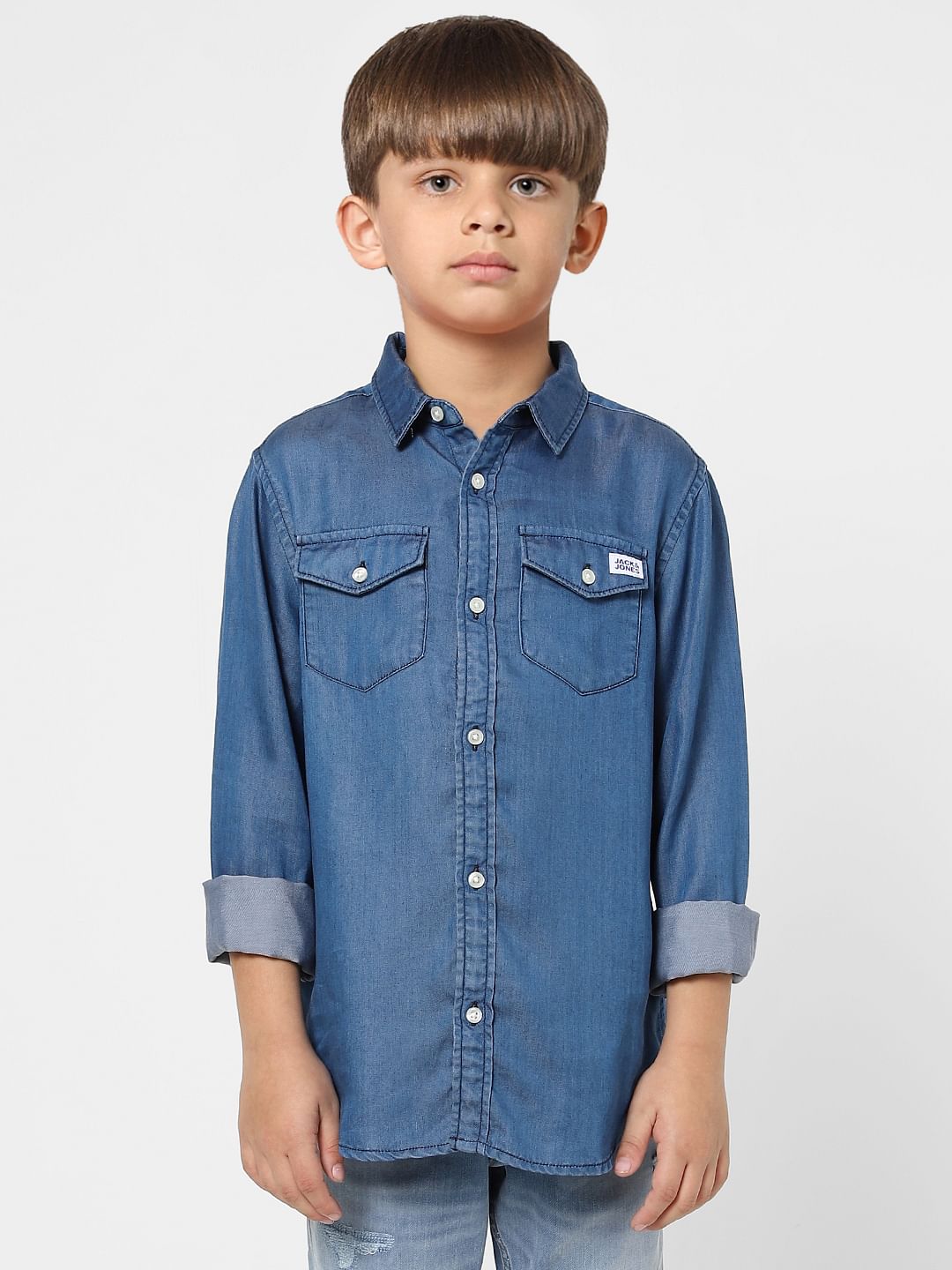 Boys Blue Denim Full Sleeves Shirt - 4/5Y
