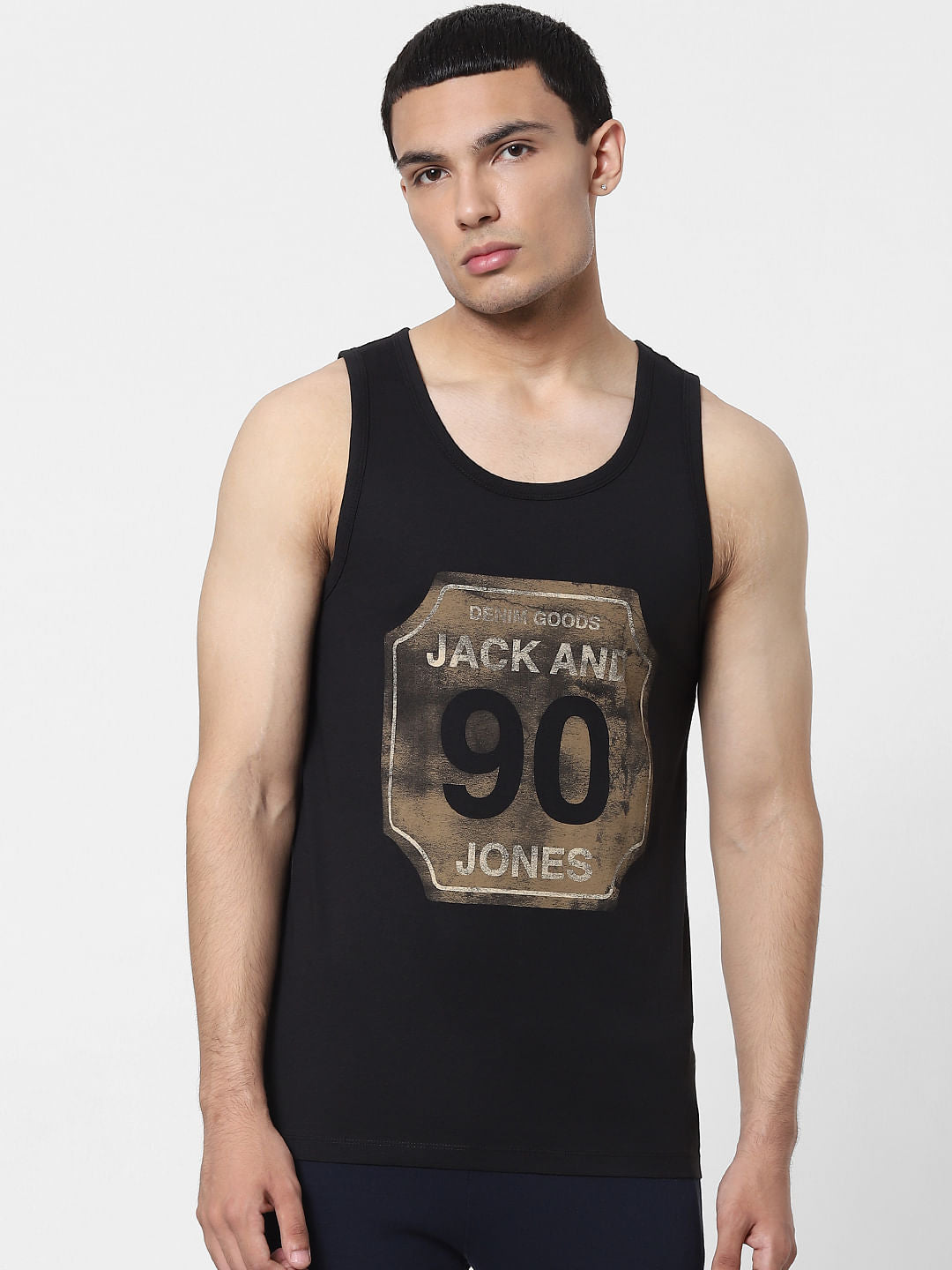 Black Graphic Print Vest