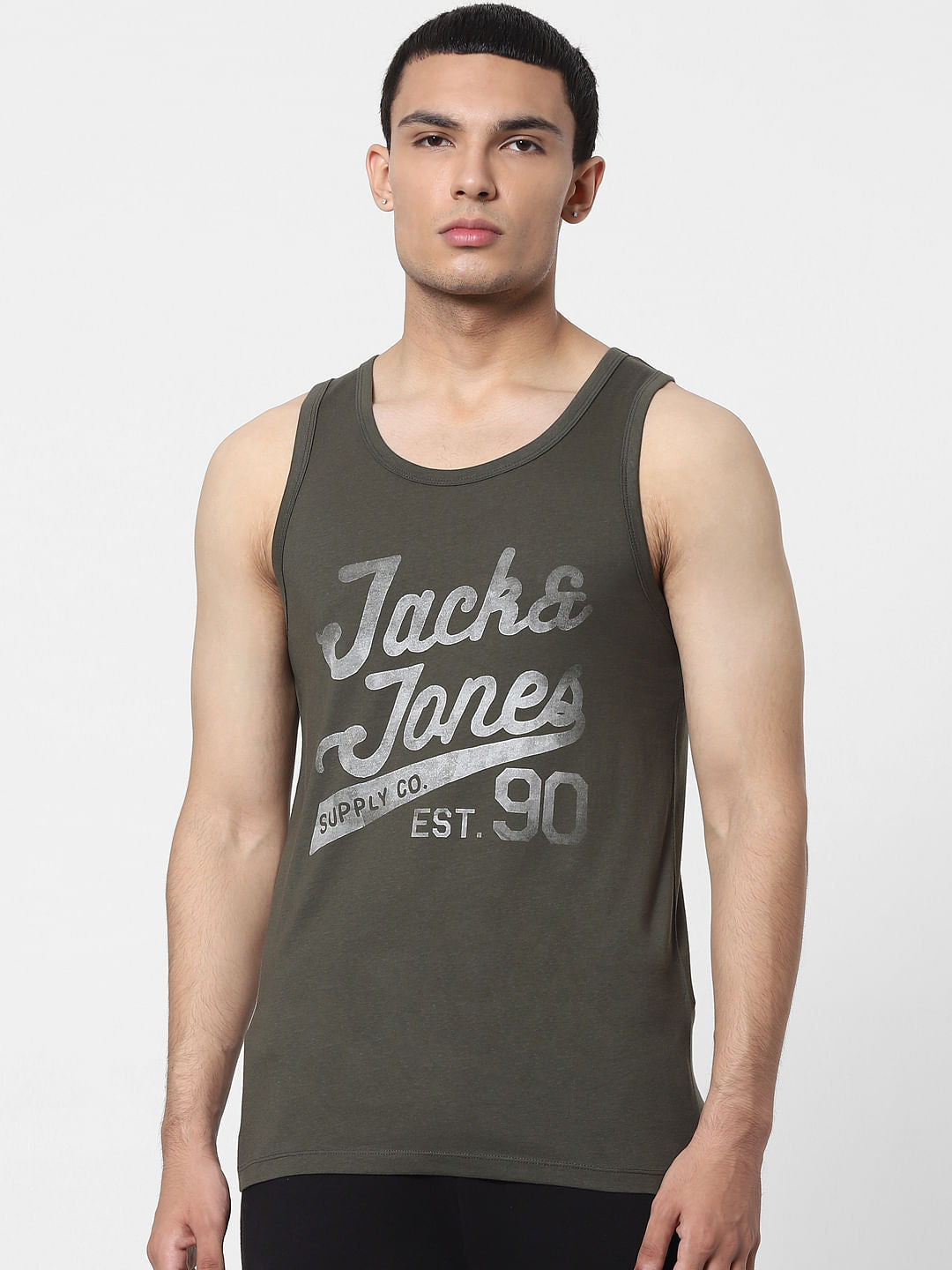 Grey Logo Print Vest