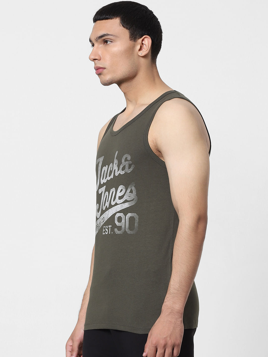 Grey Logo Print Vest