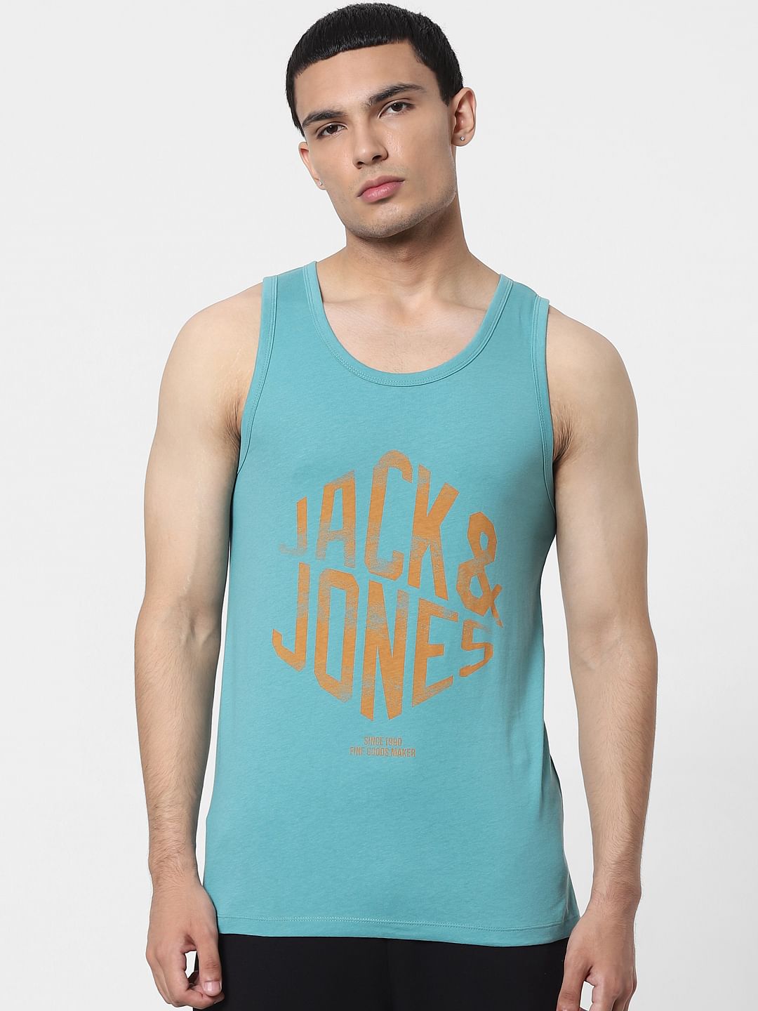 Teal Logo Print Vest
