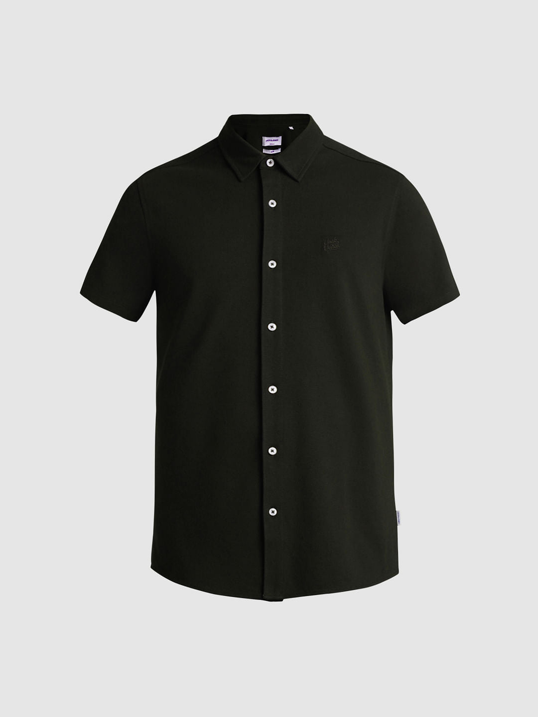 Dark Green Knit Short Sleeves Shirt