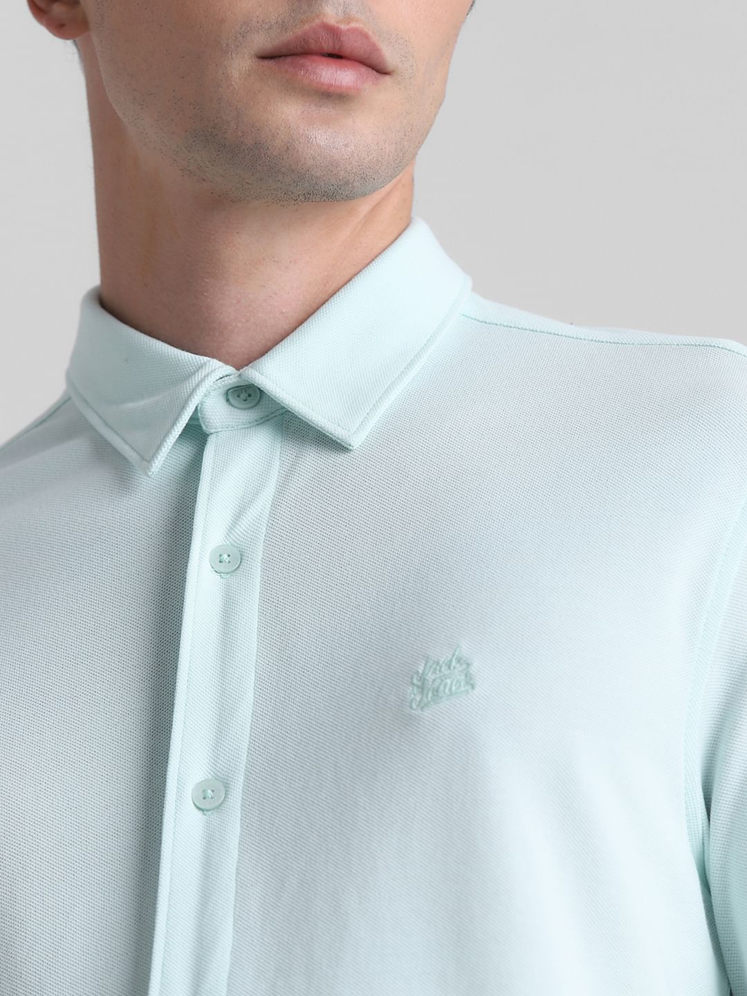 Green Knitted Short Sleeves Shirt