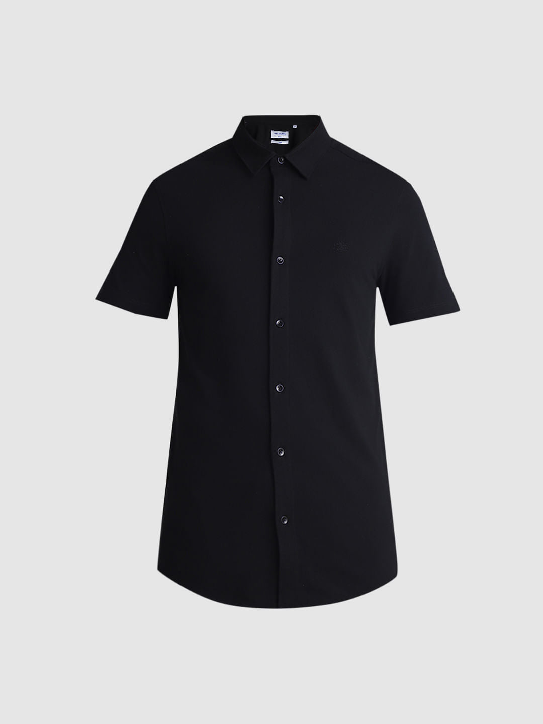 Black Knitted Short Sleeves Shirt