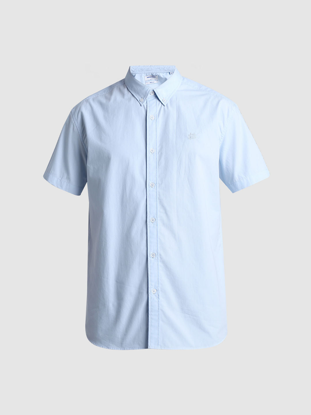 Blue Cotton Short Sleeves Shirt