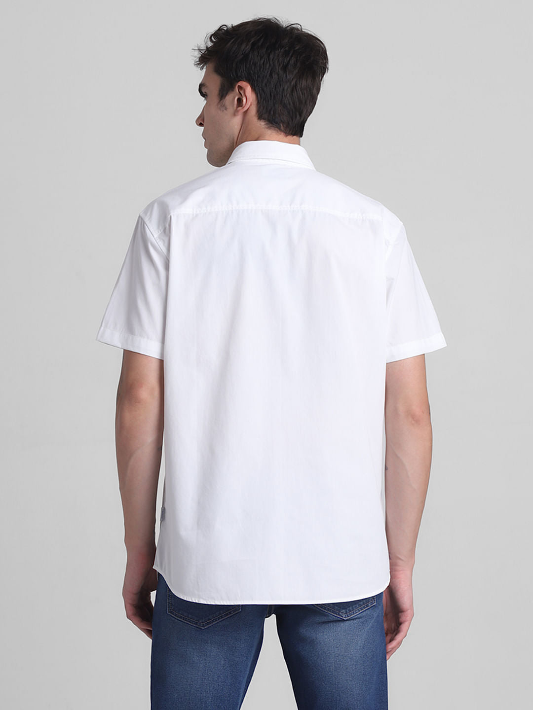 White Cotton Short Sleeves Shirt
