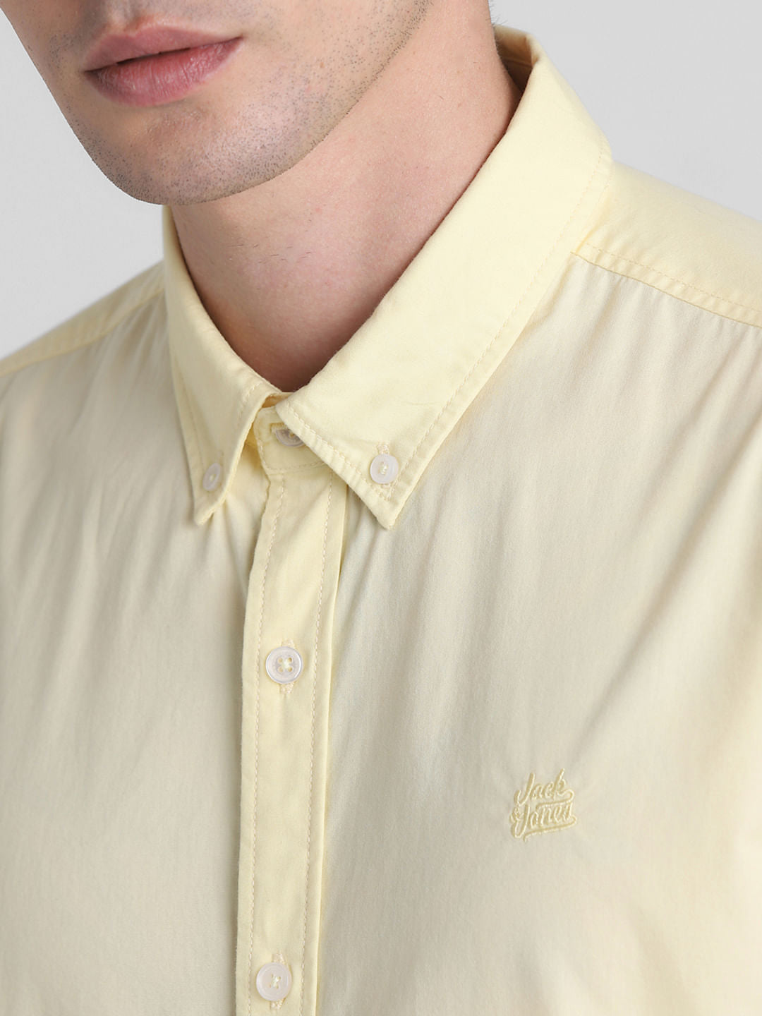 Yellow Cotton Short Sleeves Shirt