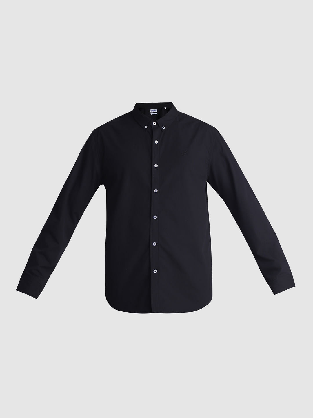Black Cotton Full Sleeves Shirt