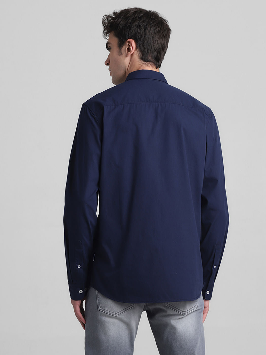 Dark Blue Cotton Full Sleeves Shirt