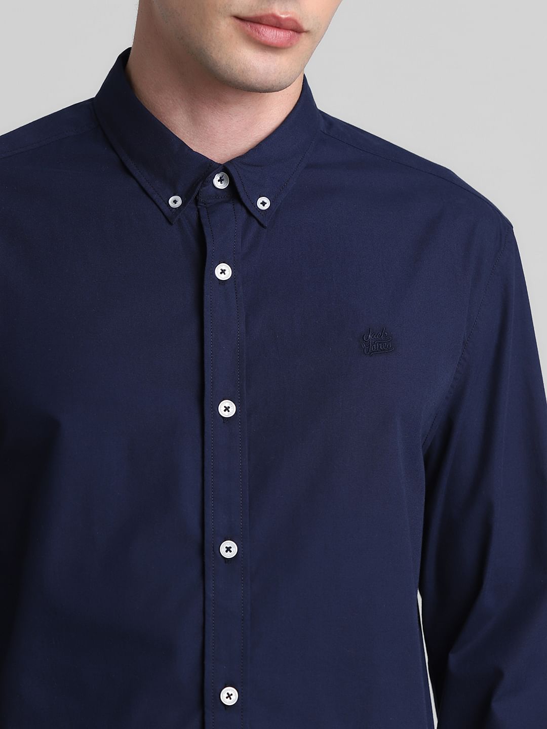 Dark Blue Cotton Full Sleeves Shirt