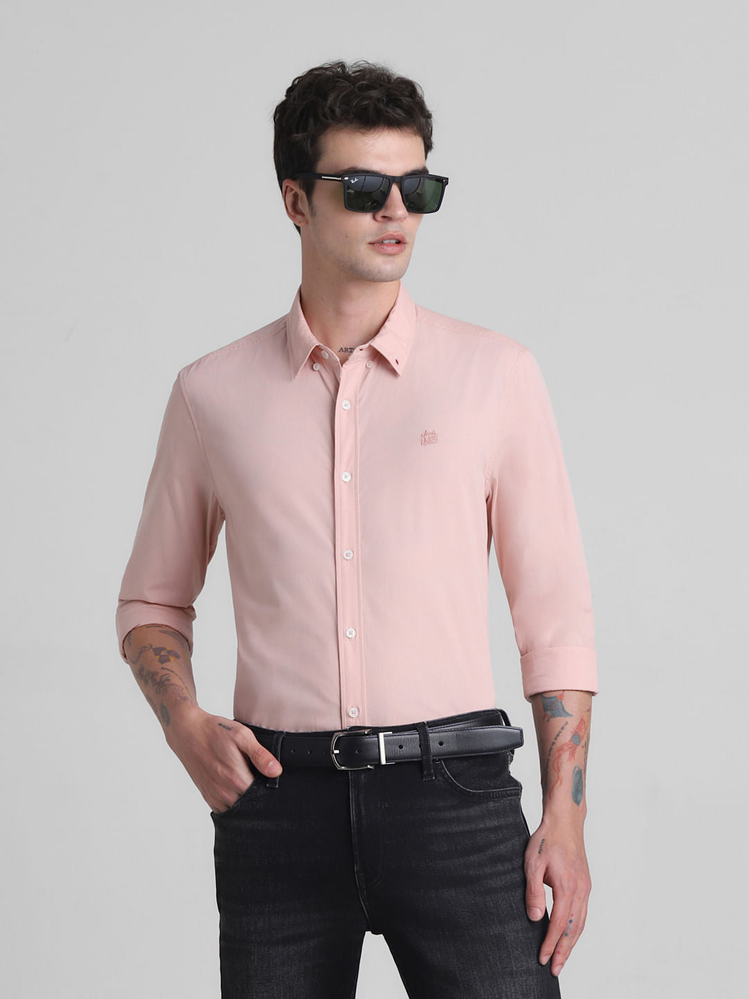 Pink Cotton Full Sleeves Shirt - S