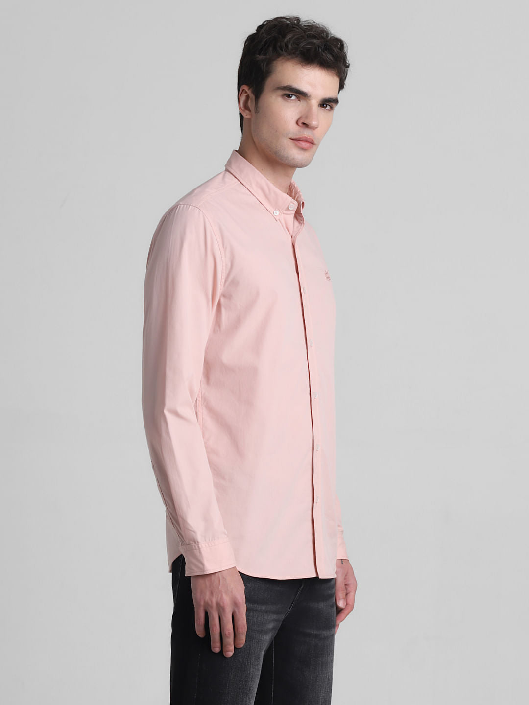 Pink Cotton Full Sleeves Shirt