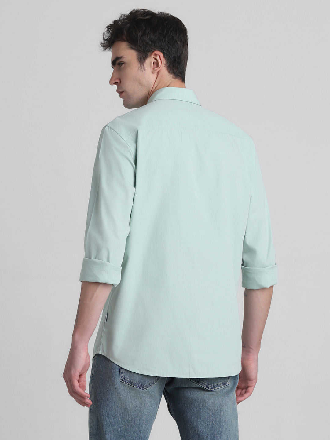 Green Cotton Full Sleeves Shirt