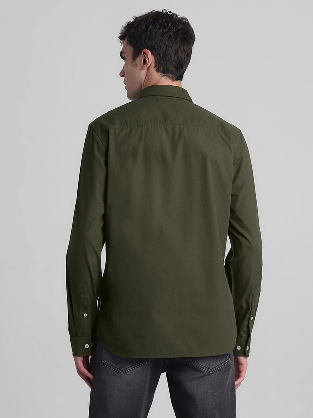 Green Cotton Full Sleeves Shirt