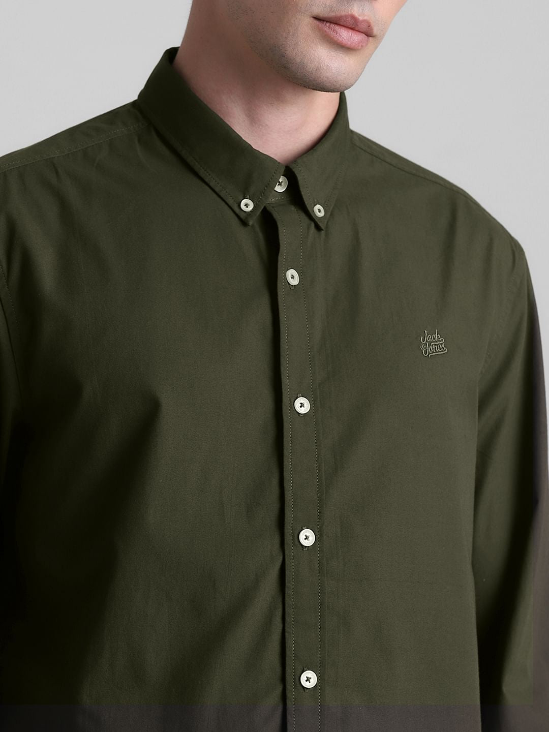 Green Cotton Full Sleeves Shirt