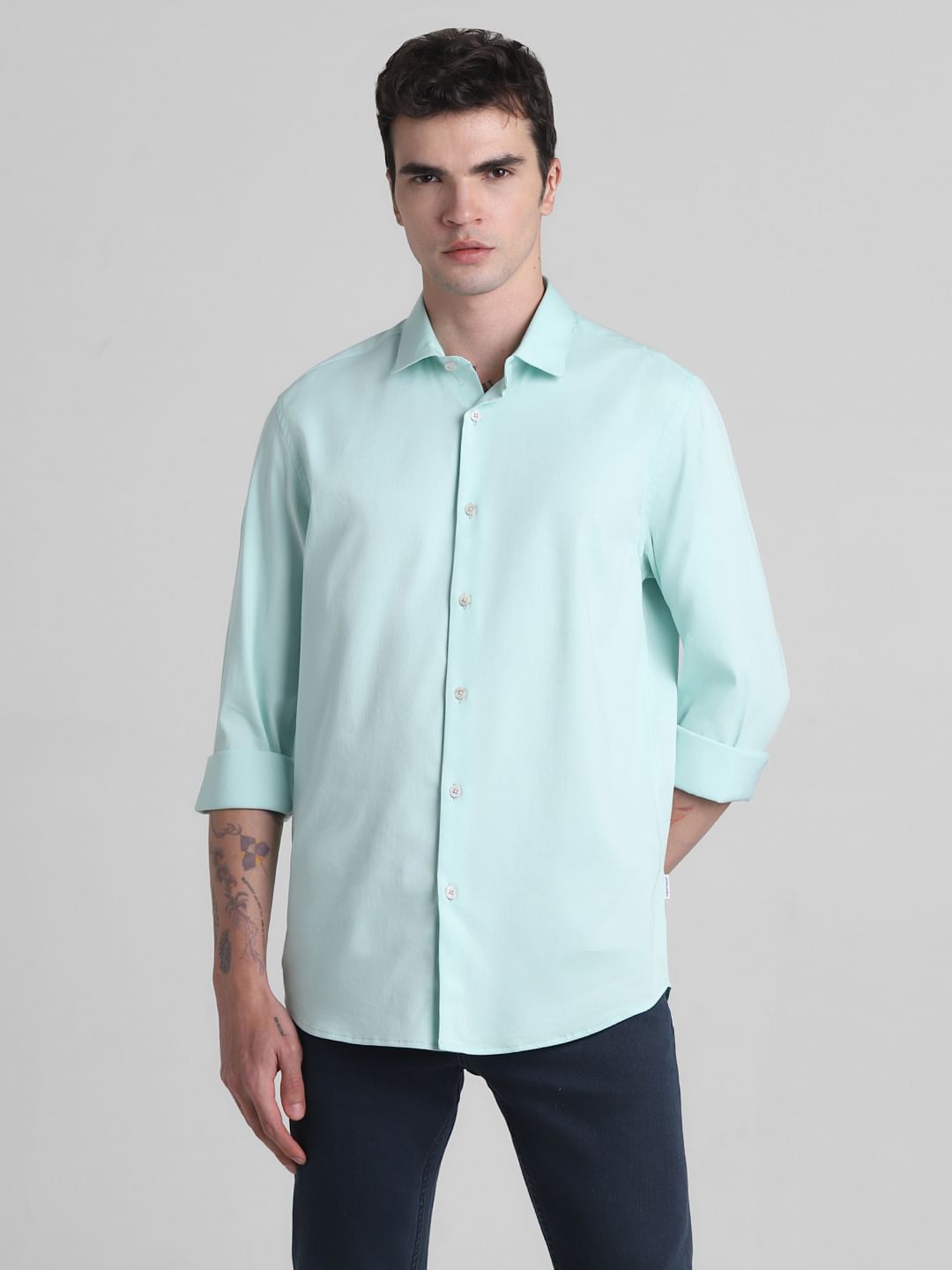 Green Formal Full Sleeves Shirt