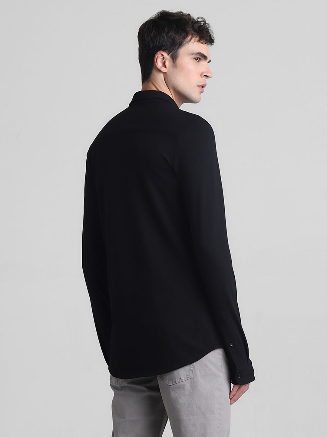 Black Knitted Full Sleeves Shirt