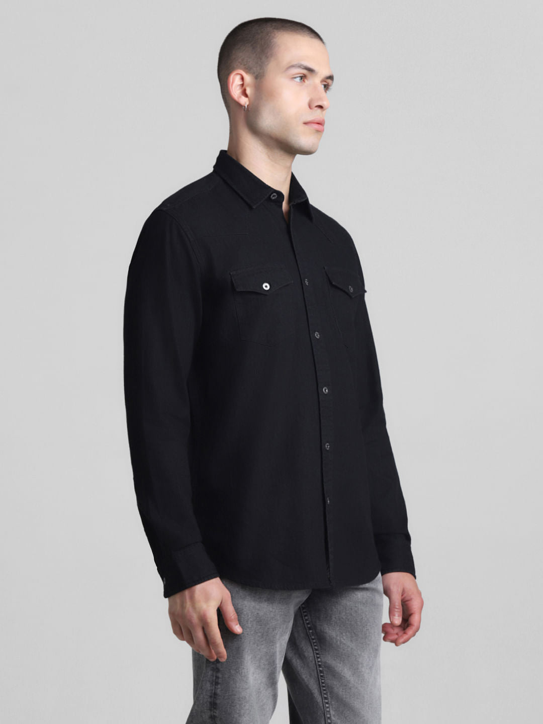 Black Full Sleeves Denim Shirt