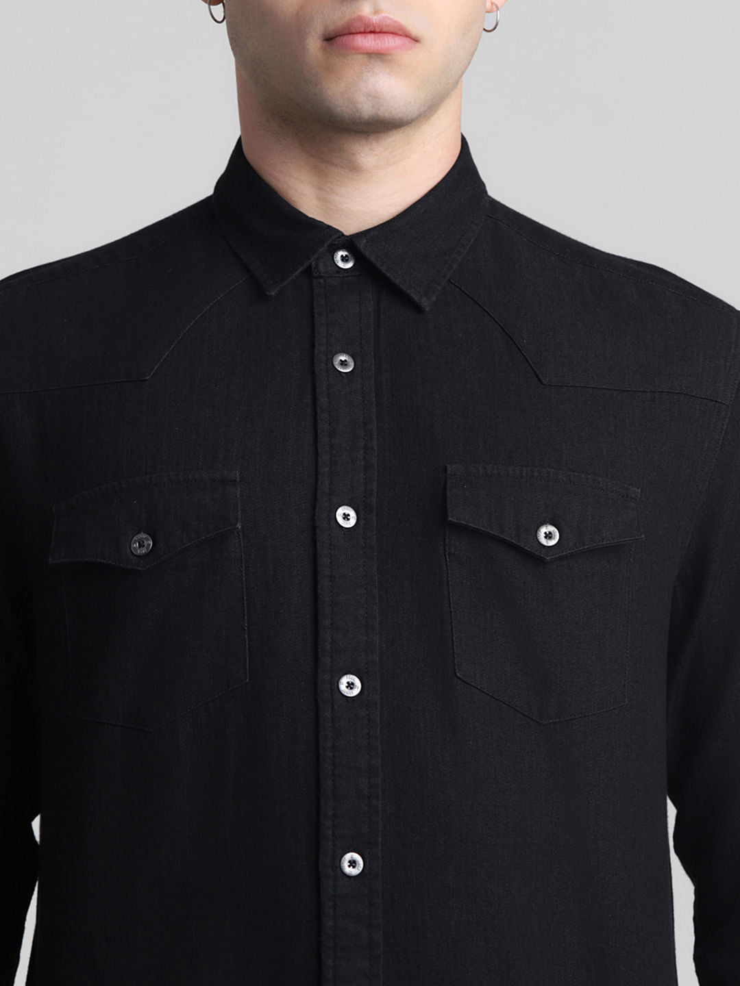 Black Full Sleeves Denim Shirt