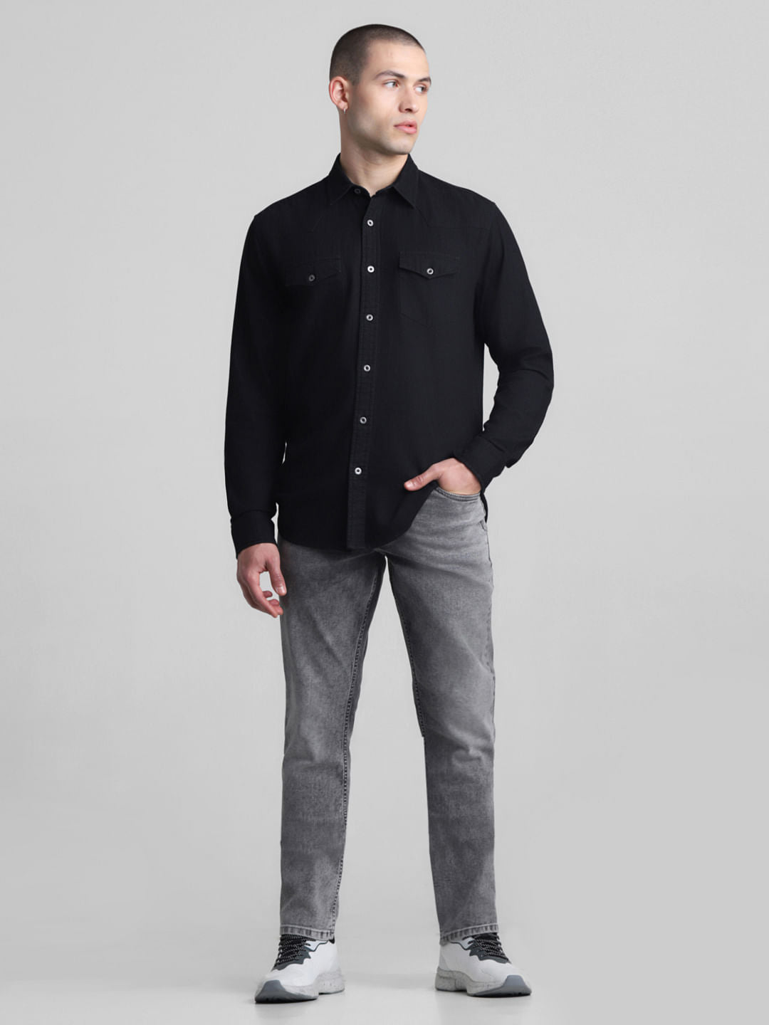 Black Full Sleeves Denim Shirt