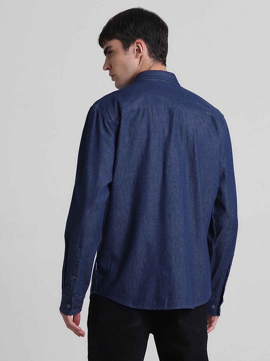Dark Blue Cotton Denim Shirt