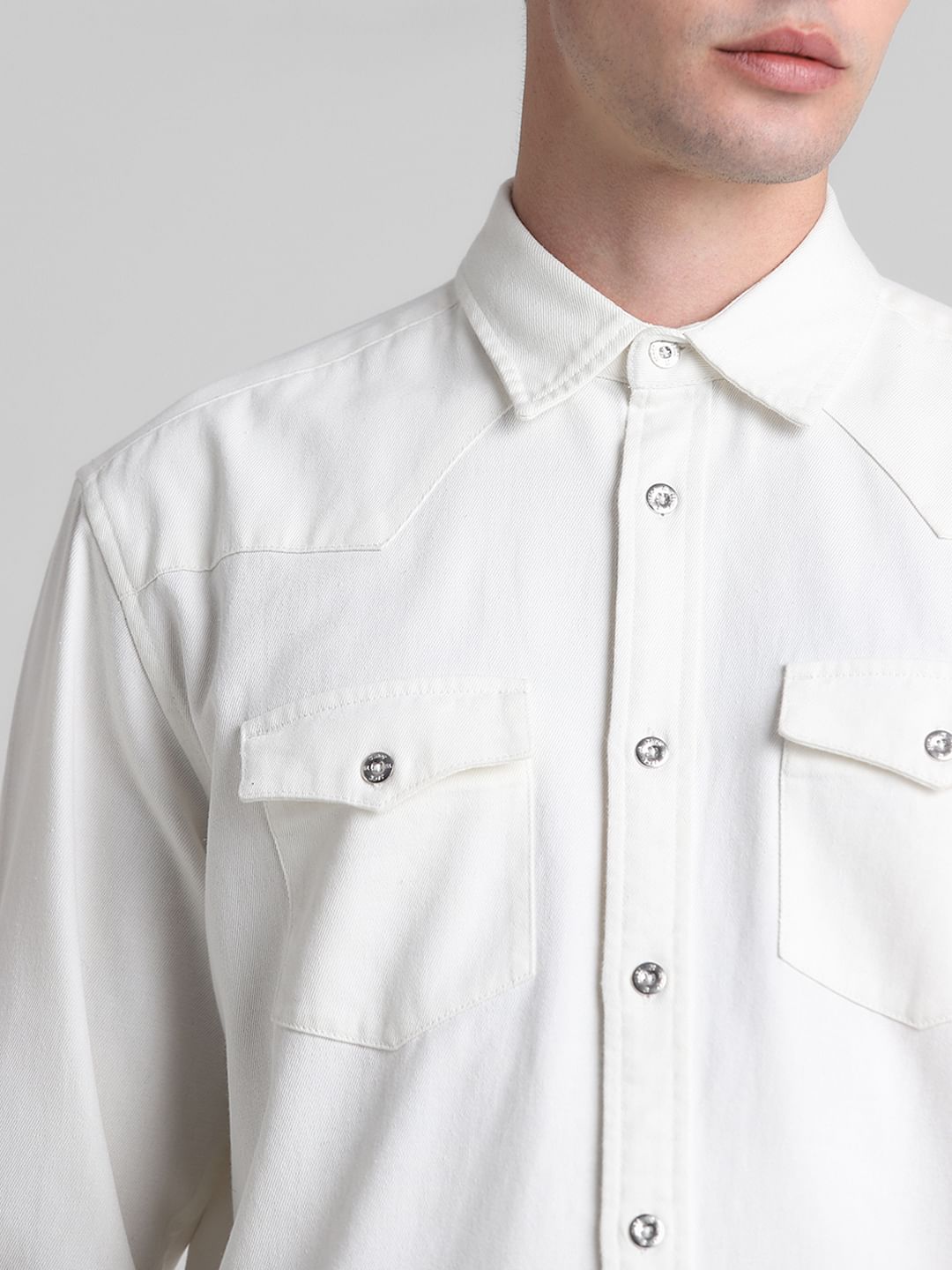 Ecru Denim Full Sleeves Shirt