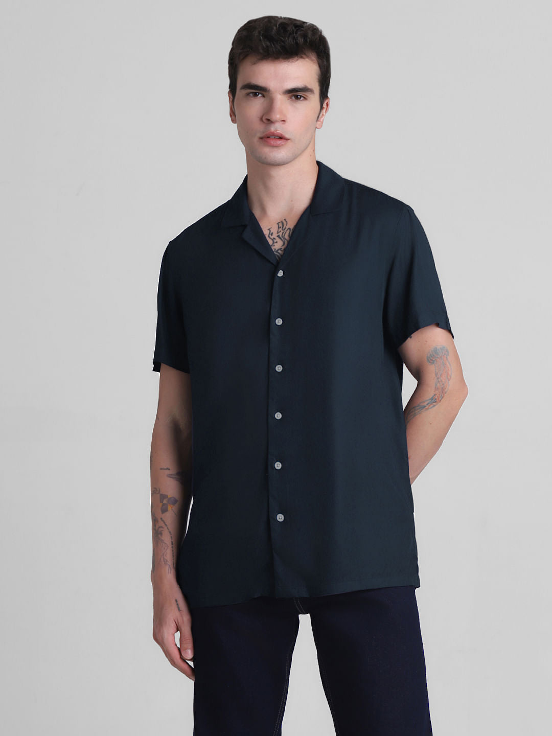 Dark Blue Short Sleeves Shirt