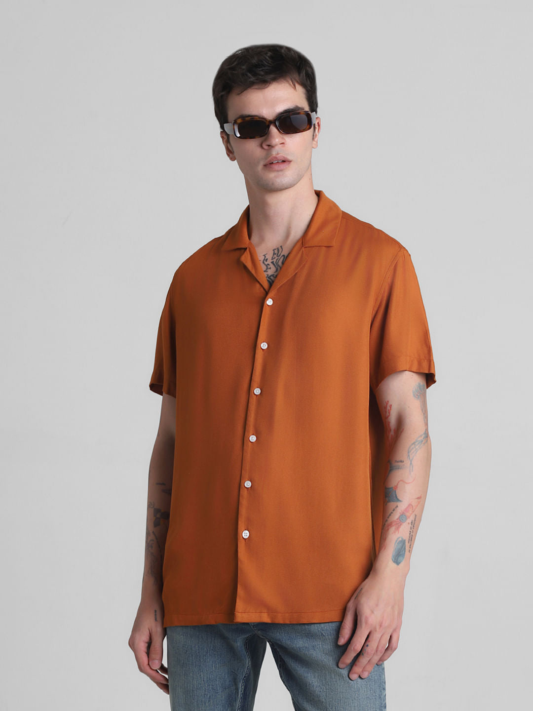 Brown Short Sleeves Shirt - S