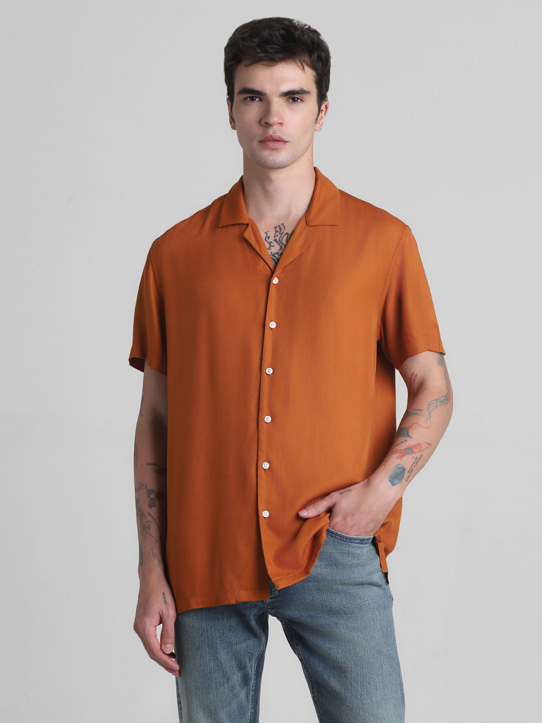 Brown Short Sleeves Shirt
