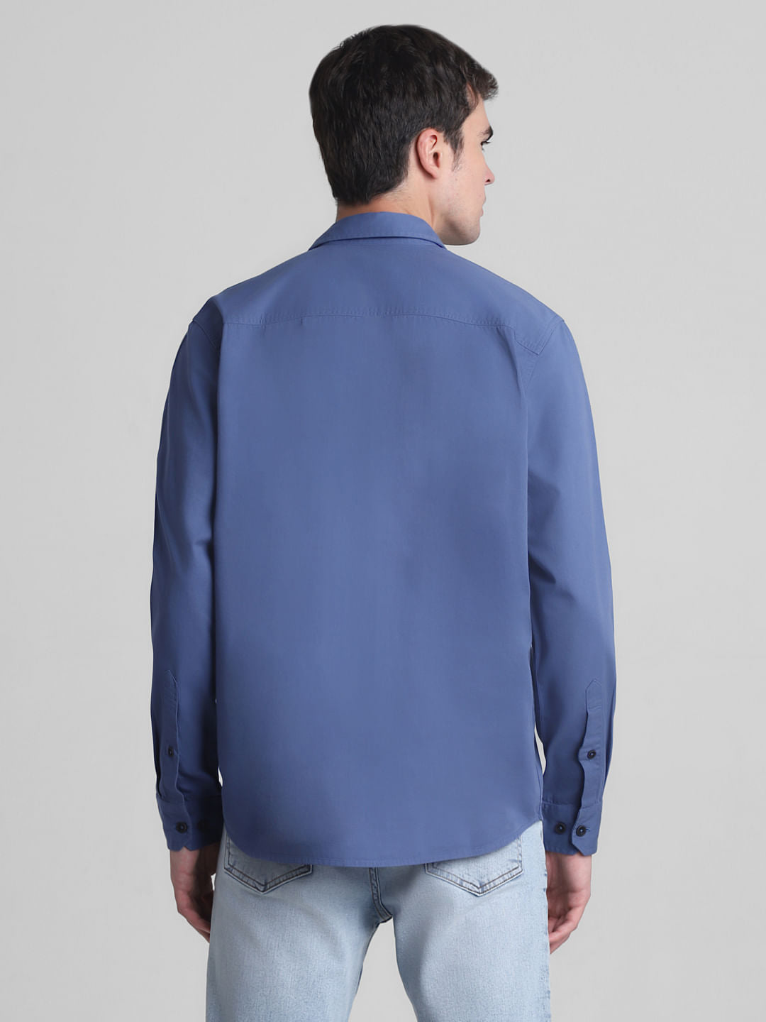Blue Cotton Full Sleeves Shirt