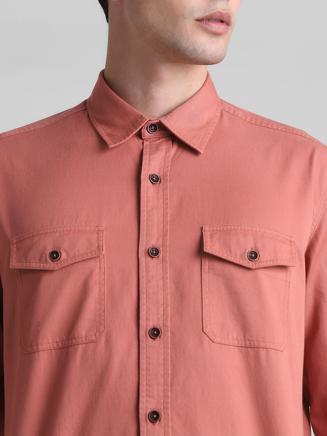 Red Cotton Full Sleeves Shirt