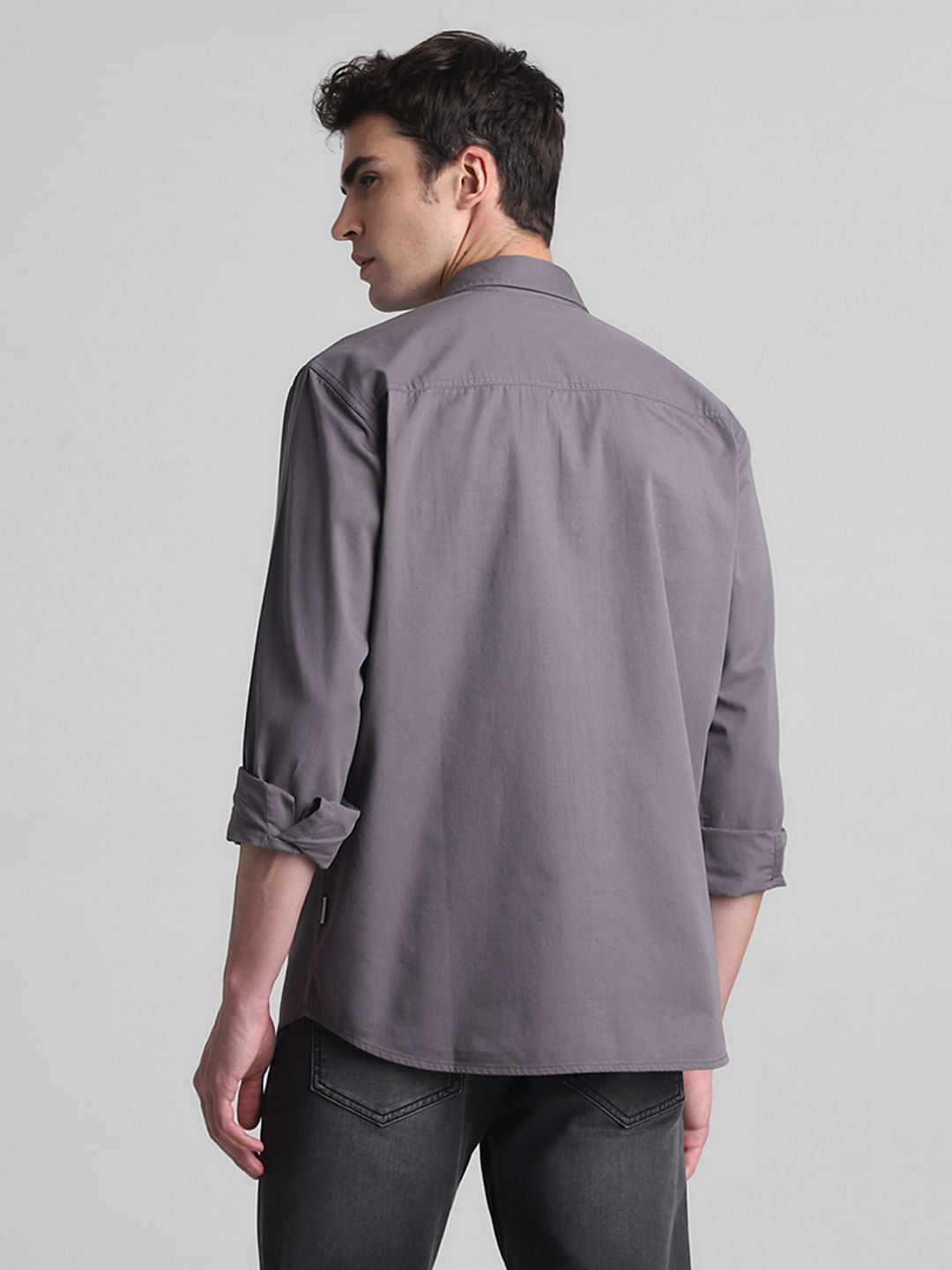 Grey Cotton Full Sleeves Shirt