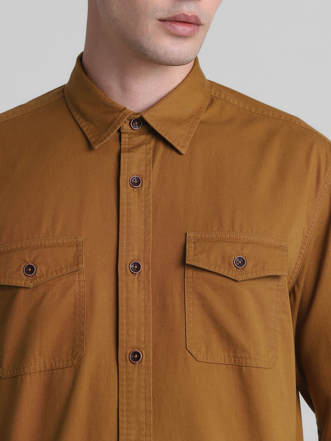 Brown Cotton Full Sleeves Shirt