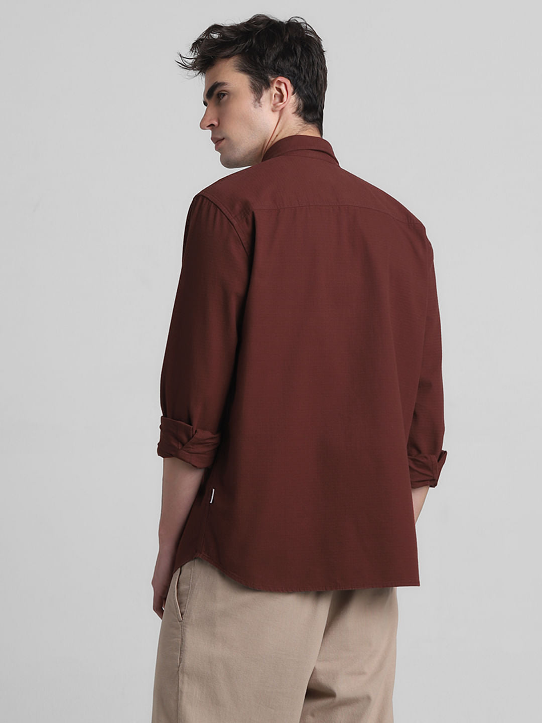 Maroon Cotton Full Sleeves Shirt