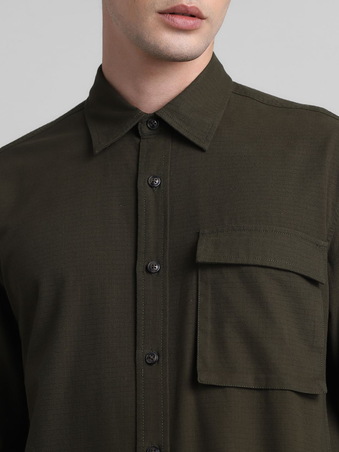 Green Cotton Full Sleeves Shirt