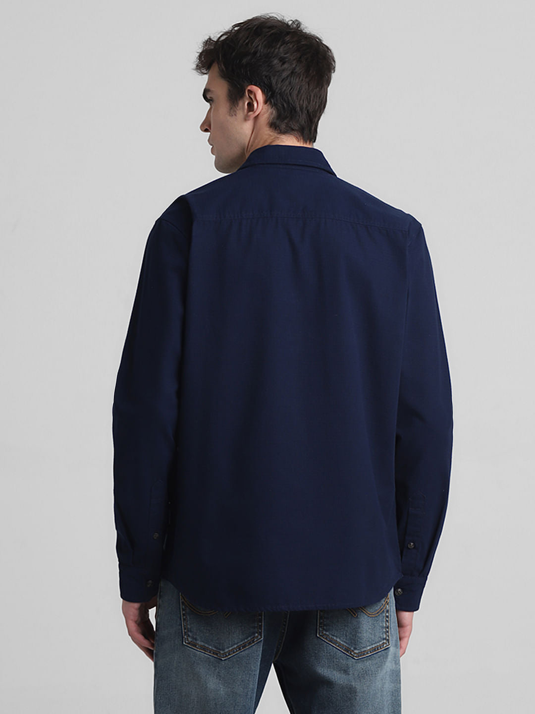 Dark Blue Cotton Full Sleeves Shirt
