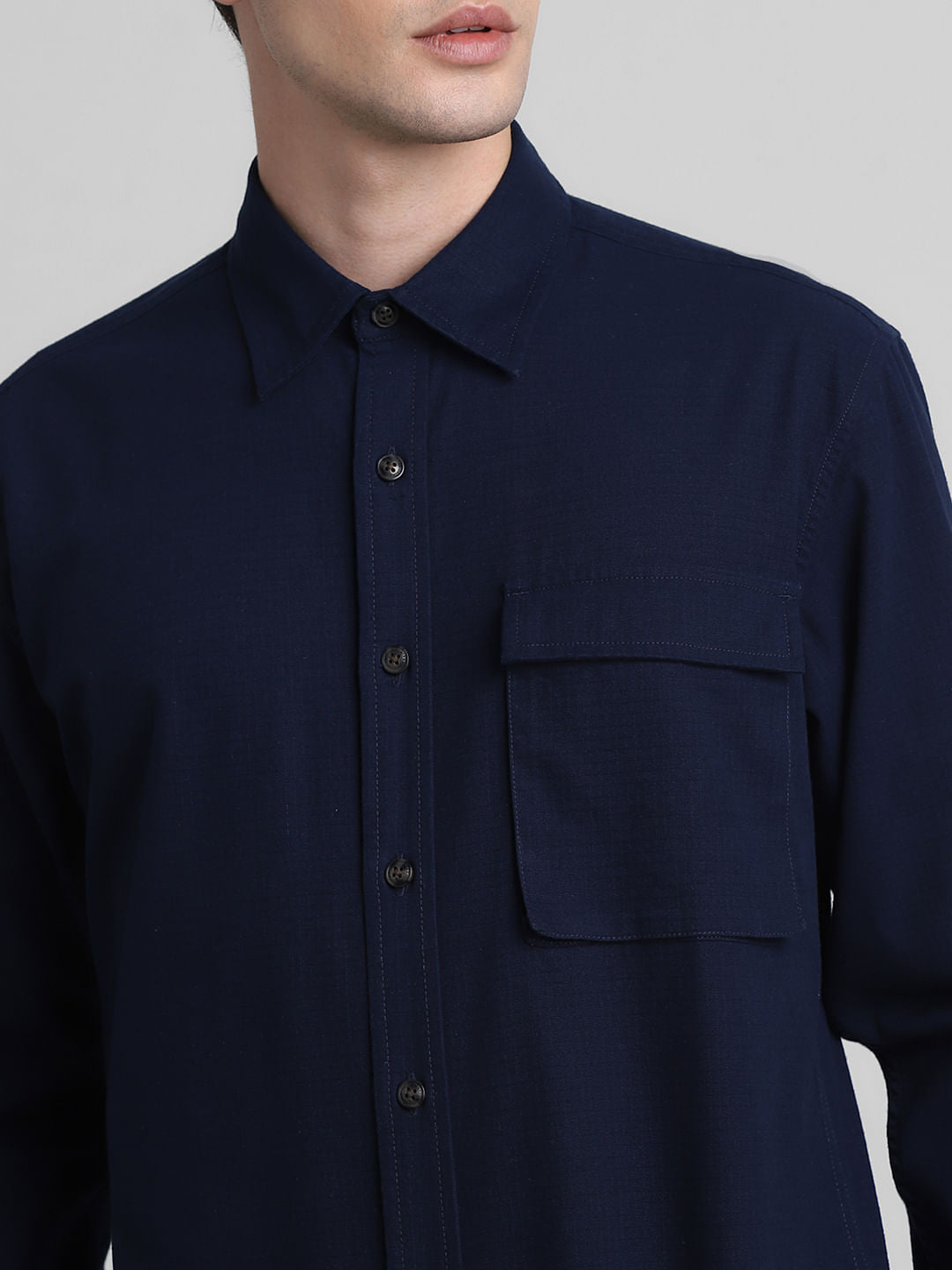 Dark Blue Cotton Full Sleeves Shirt