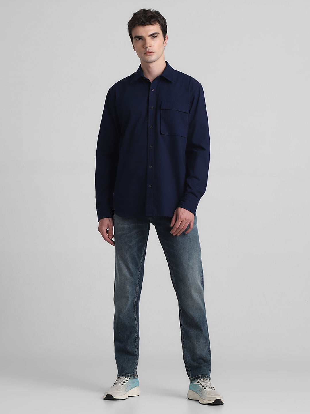 Dark Blue Cotton Full Sleeves Shirt