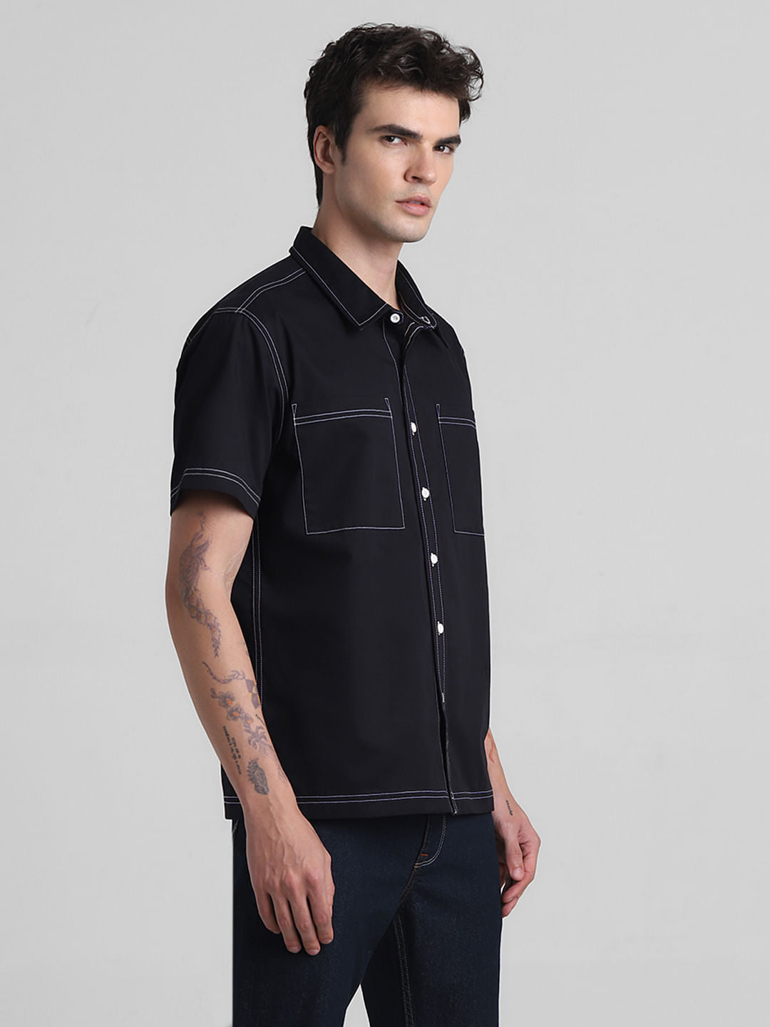 Black Oversized Short Sleeves Shirt