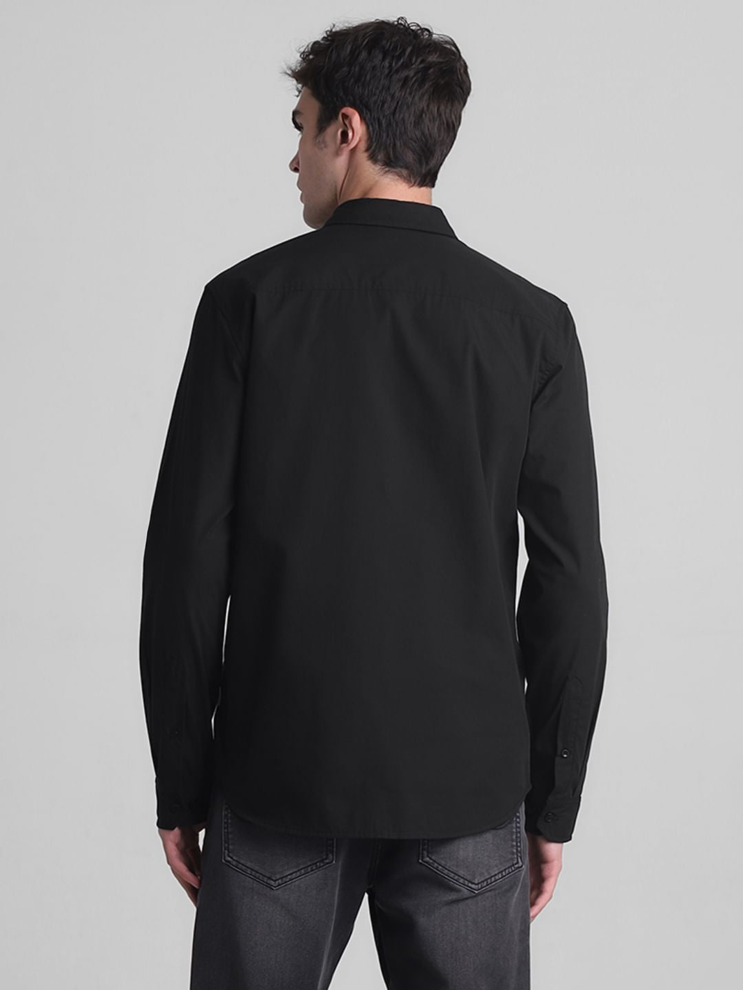 Black Colourblocked Full Sleeves Shirt