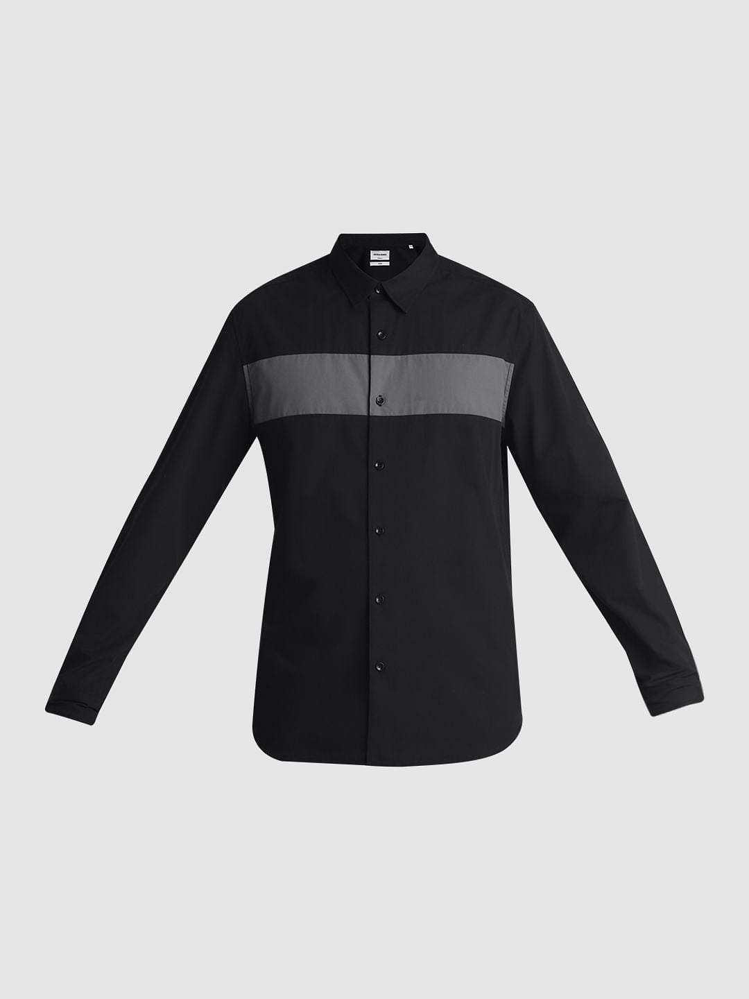 Black Colourblocked Full Sleeves Shirt